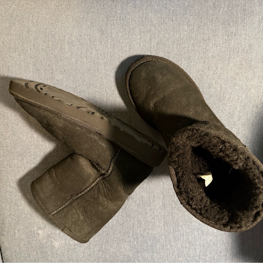 UGG Black Suede Boots with Fur Lining